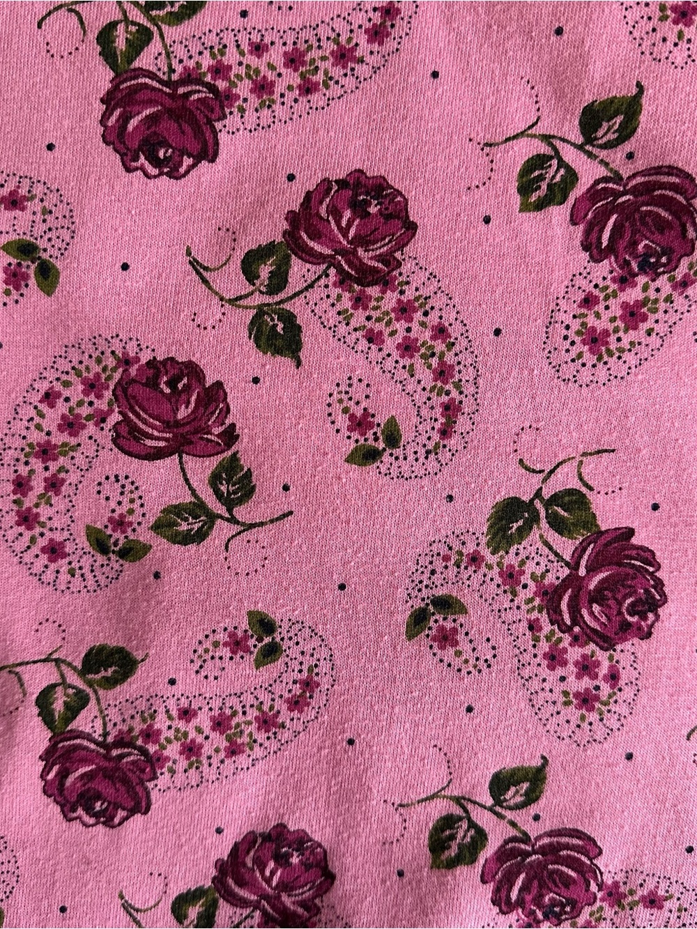 Vintage 90s L.A. Blues Pink & Purple Floral Paisley Print Long-Sleeve Henley Top - Picture 5 of 8